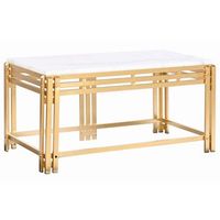 mesa centro metal marmol 80x40x40 dorado