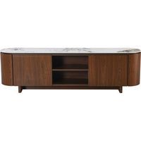 soporte de tv de madera stonea con tapa de ceramica - 200 x 40 x 55 cm - marron