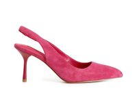 zapato de salon de ante abierto por detras hot pink