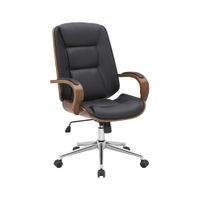 silla de oficina giratoria regulable en simil cuero nogalnegro