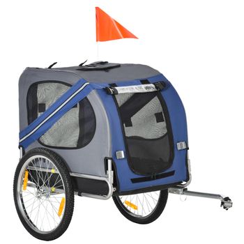 PawHut Remolque de bicicleta para perro mascotas 8 reflectores bandera barra de remolque incluida impermeable máx. 30 Kg 130x73x90 cm   Aosom España
