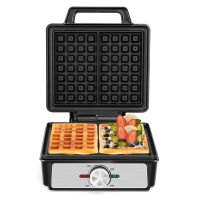 aigostar gofres profesional temperatura ajustable 80-200c 1600w placa antiadherente profunda  mango frio al tacto indicador led y almacenamiento vertical