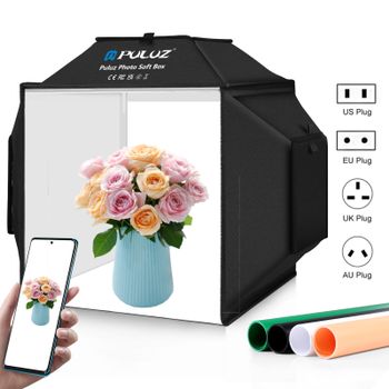 PULUZ 40cm plegable 72W 5500K tienda de tiro de estudio caja suave Kit de iluminación de fotografía con fondos de 4 colores caja de luz suave