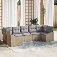 juego de sofa de jardin de 7 piezas con cojines beige poli ratan v4564 unico  beige