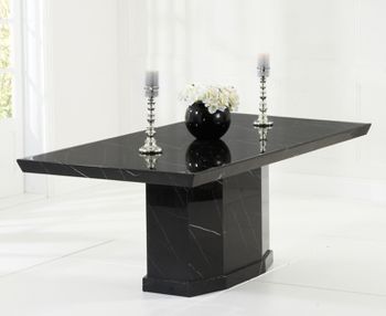 Carvelle 200cm Black Pedestal Marble Dining Table
