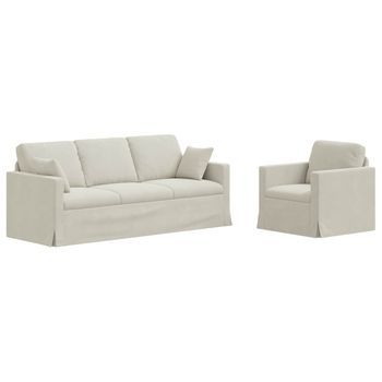 Juego De Sofá 2 Pcs Crema 198 X 78 X 80 Cm Terciopelo Vidaxl