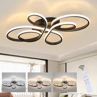 nettlife lampara de techo led moderna regulable negra 26 65w con control remoto adecuada para comedor oficina