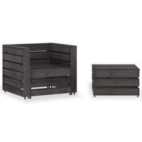 muebles de jardin palets 2 pzas madera de pino impregnada gris vidaxl