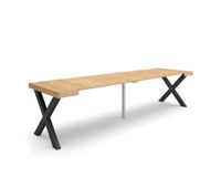 mesa consola extensible mesa comedor plegable 302x90x73cm para 14 comensales patas madera maciza estilo moderno roble