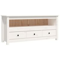 mueble para tv de madera maciza de pino blanco 114x35x52 cm vidaxl