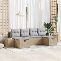 conjunto de sofa de jardin  de 6 piezas con cojines beige ratan poliester v8550 unico  beige