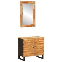 juegos de bano con puerta 2 pcs natural madera de mango maciza vidaxl