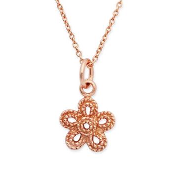 Cadena de plata chapada en oro rosa con colgante de flor