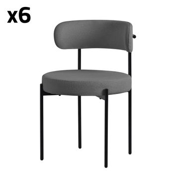 6x Sillas de comedor color gris tapizado poliéster con respaldo alto