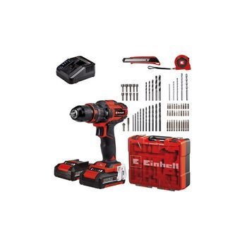 Einhell, Te-cd 18/40 Li-i +64 Taladro Percutor, Kit De Accesorios De 64 Piezas, Rojo