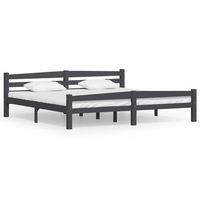 cama matrimonial  cama para adultos  estructura de cama madera maciza pino gris oscuro 200x200 cm