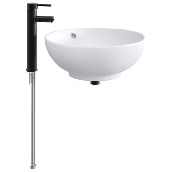 Lavabo De Baño Con Grifo Y Desagüe Negro Mate 44 X 44 X 16 Cm Vidaxl