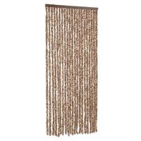 cortina antimoscas chenilla beige y marron oscuro 90x200 cm