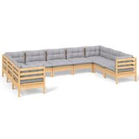 juego de muebles de jardin 9 pzas y cojines madera de pino gris vidaxl