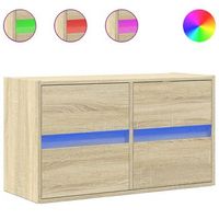 mueble de tv  mueble de salon  gabinete de tv de pared con luces led roble sonoma 80x31x45 cm