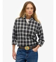 superdry para mujer w4010500a camisa check flannel boyfriend negro m casual algodon manga larga