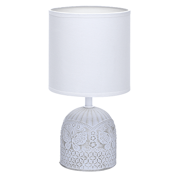 Aigostar - Lámparas de Mesita de Noche, Lámpara Mesa de Cerámica E14, Pantalla de Tela Color Blanco, Lamparas de Mesita de Noche Vintage para Dormitorio, Salón, Habitación, L13 x H26cm