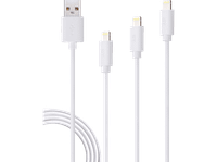 cable usb - isy izb-533 lightning para apple pack 3 cables 06m 1m 2m blanco