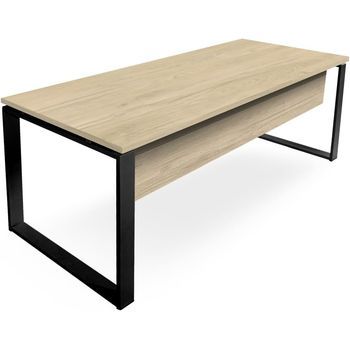Mesa-escritorio Con Faldón. Estructura Metálica Abierta Negro. 180x80 Cm. Roble. Ofilike