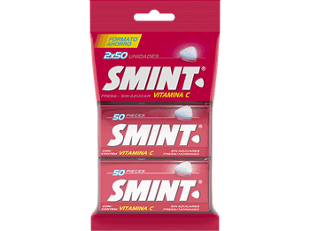 Caramelos - Smint Twinpack (by Chupa Chups), Sabor Fresa, Sin gluten, Azúcar, 2x50 unidades, 70g