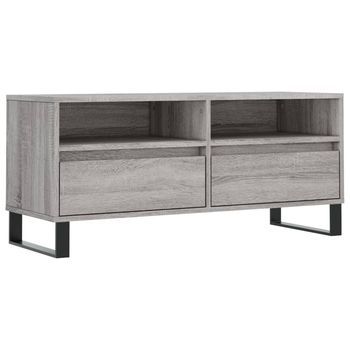 Mueble De Tv Madera Contrachapada Gris Sonoma 100x34,5x44,5 Cm