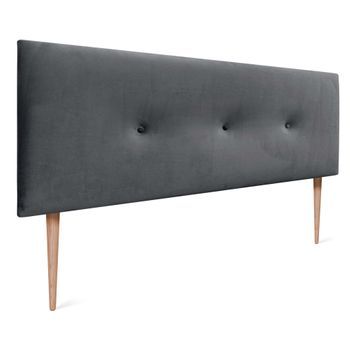 Dhome Cabecero De Terciopelo Liso Con Botones 160x115 Con Patas Camas 150/160 - Gris Oscuro