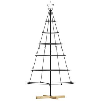 Árbol Cono De Navidad Con Soporte Negro 154 Cm Acero Vidaxl