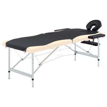 Rogal Camilla De Masaje Plegable 2 Zonas Aluminio Negro Y Beige Rogal