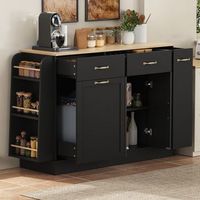 aparador buffet moderno - mueble para cocina y salon - mdf - negro 1335x40x86cm