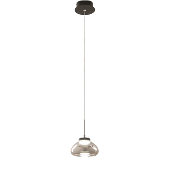 Arabella - Lámpara Colgante Individual De Fabas Luce - Led 8w - Lámpara De Techo Diámetro 14cm Ahumado