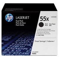 hp laserjet 55x original black high capacity toner cartridge - twin pack ce255xd