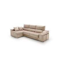 sofa chaise longue reclinable y deslizante con puffs serena izquierda beige