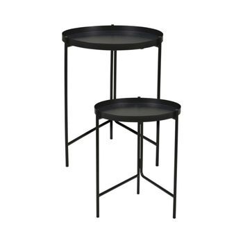 Set De 2 Mesas Auxiliares Negro Ø36/ø31 Cm