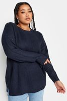 yours jersey de punto azul marino con hombros caidos mujer curvy y tallas grandes yours