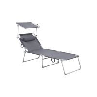 tumbona reclinable con reposacabezas gris
