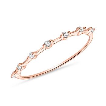 Anillo de mujer en oro rosa de 14 quilates con topacios blancos