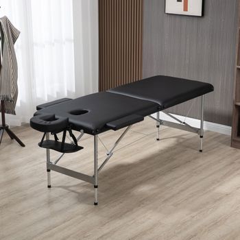 Mesa Masaje De Aleación Aluminio Espuma Pu Homcom 185x70x82 Cm-negro