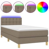 cama box spring con colchon led tela gris taupe 100x200 cm vidaxl