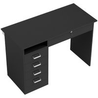 homcom escritorio moderno con 5 cajones gran superficie 1 compartimento abierto cajon con cerradura 110 x 50 x 76cm negro