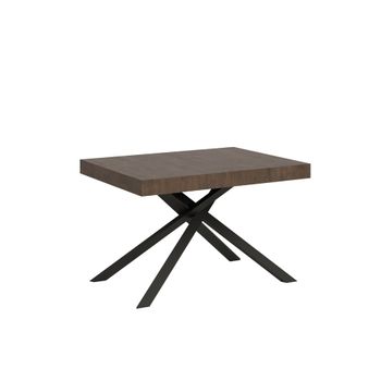 Mesa extensible 80x120/204 cm efecto madera nogal, hierro