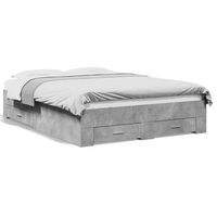 cama matrimonial  cama para adultos  cama con cajones madera ingenieria gris hormigon 120x200 cm