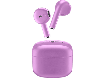 Auriculares True Wireless - Music Sound SWAG, De cápsula, Bluetooth, Autonomía de hasta 20h, Violeta