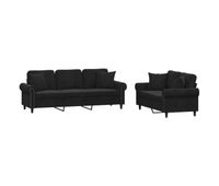 vidaxl juego de sofas con cojines 2 piezas terciopelo negro