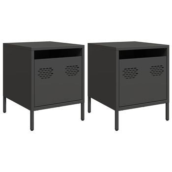 Mesitas De Noche 2 Uds Acero Negra 35x39x43,5 Cm Vidaxl