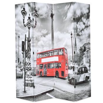 Biombo Divisor Plegable 160x170 Cm Bus Londres Blanco Y Negro Vidaxl